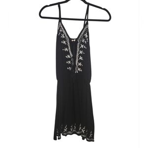Be Women's Black/White Floral Embroidered Bohemian Mini Dress Size XS